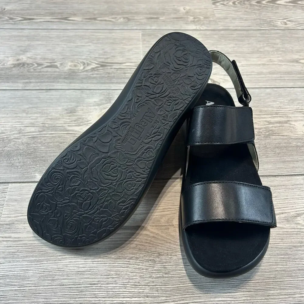 Alegria Bailee Women's Black Leather Triple Strap Sandals NIB Size 40 9.5-10 - Picture 3 of 7